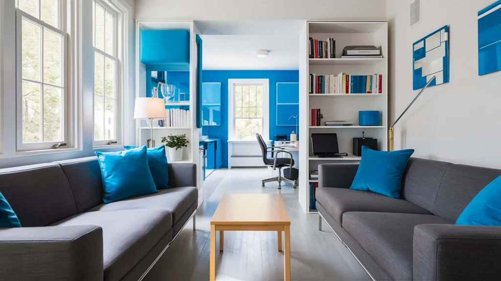 Wohnung mit blauen Details